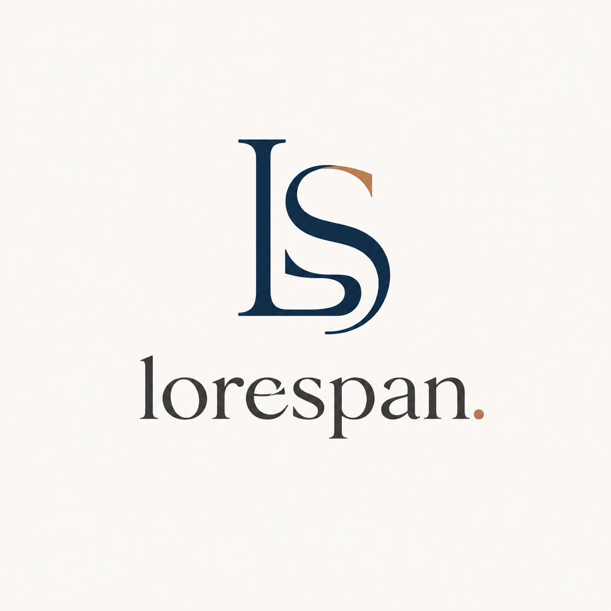 Original lorespan logo, with a navy LS monogram and copper accent